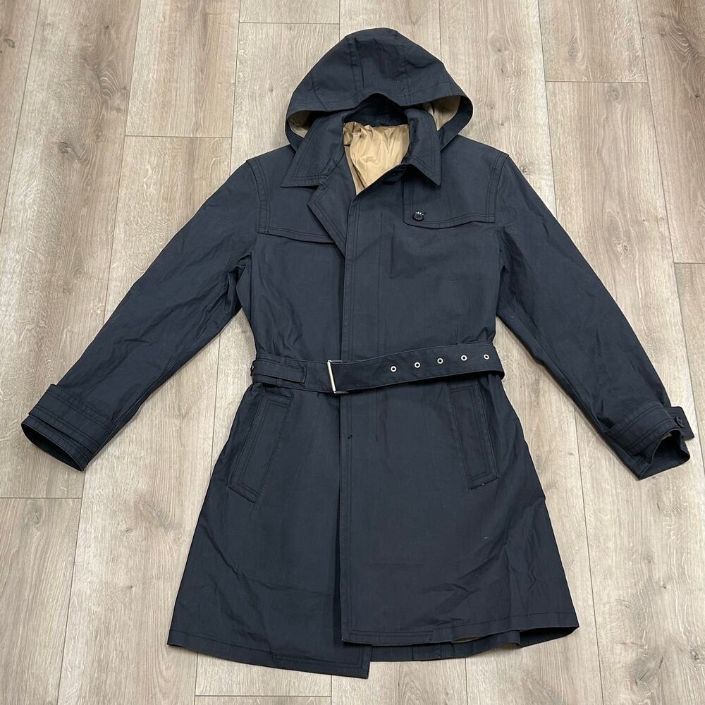 Gucci Navy Hooded Trench Coat Jacket size 50 B5
